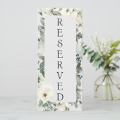 Ivory White Roses Floral Reserved Seating Menu (Staand voorkant)