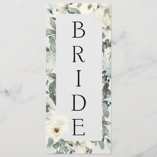 Ivory White Roses Floral Reserved Seating Menu (Voorkant)