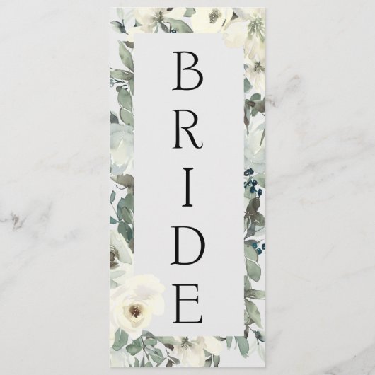 Ivory White Roses Floral Reserved Seating Menu (Achterkant)