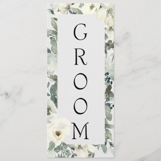 Ivory White Roses Floral Reserved Seating Menu (Voorkant)