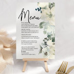 Ivory White Roses Floral Romantic Wedding Menu<br><div class="desc">Waterverf botanisch,  Ivory White Floral. Overeenkomende objecten om je collectie te voltooien zijn beschikbaar in onze Zazzle winkel!</div>