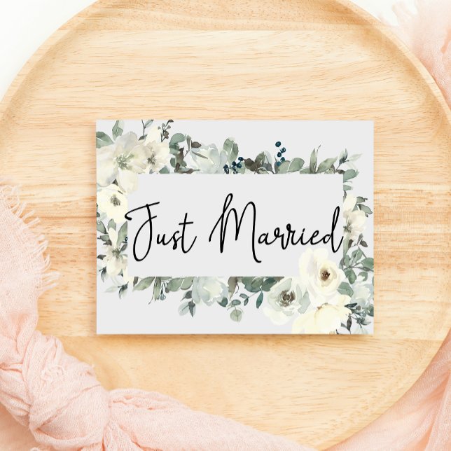 Ivory White Roses Floral Weddenschap net getrouwd (Creator heeft geüpload)