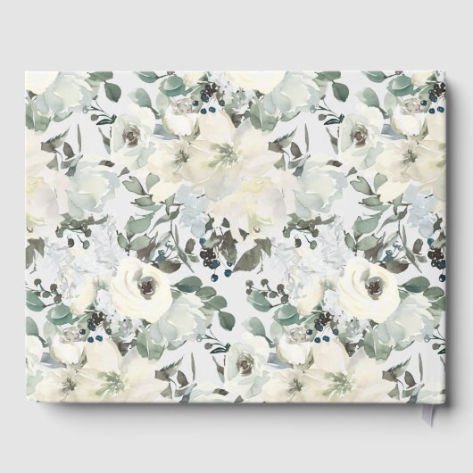 Ivory White Roses Floral Wedding Guest Book Gastenboek (Achterkant)