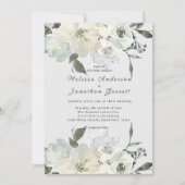 Ivory White Roses Floral Wedding Kaart (Voorkant)