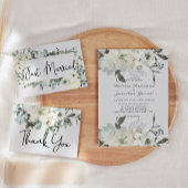 Ivory White Roses Floral Wedding Kaart