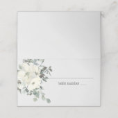 Ivory White Roses Floral Wedding Place Card Plaatskaartje (Buitenkant ongevouwen)