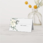 Ivory White Roses Floral Wedding Place Card Plaatskaartje (Voorkant)