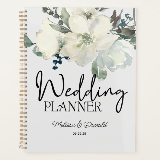 Ivory White Roses Floral Wedding Planner (Voorkant)