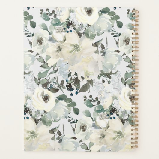 Ivory White Roses Floral Wedding Planner (Achterkant)