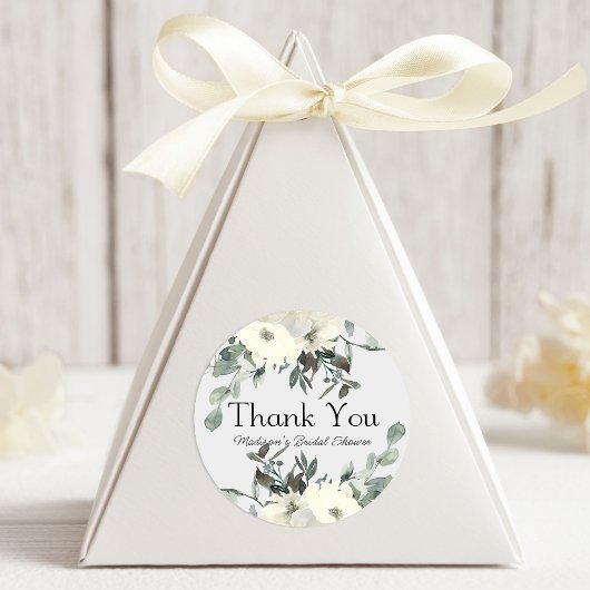 Ivory White Roses Floral Wedding Ronde Sticker