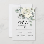 Ivory White Roses Floral Wedding RSVP (Voorkant)