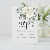 Ivory White Roses Floral Wedding RSVP (Staand voorkant)