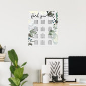 Ivory White Roses Floral Wedding Seating Chart Poster (Thuiskantoor)