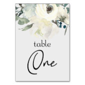 Ivory White Roses Floral Wedding Table Number Kaart (Voorkant)