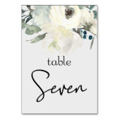 Ivory White Roses Floral Wedding Table Number Kaart (Achterkant)