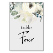 Ivory White Roses Floral Wedding Table Number Kaart (Voorkant)