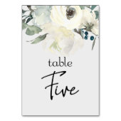 Ivory White Roses Floral Wedding Table Number Kaart (Achterkant)