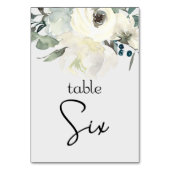 Ivory White Roses Floral Wedding Table Number Kaart (Achterkant)