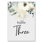 Ivory White Roses Floral Wedding Table Number Kaart (Voorkant)