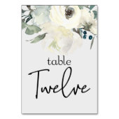 Ivory White Roses Floral Wedding Table Number Kaart (Achterkant)