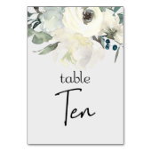 Ivory White Roses Floral Wedding Table Number Kaart (Achterkant)