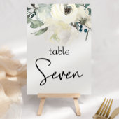 Ivory White Roses Floral Wedding Table Number Kaart