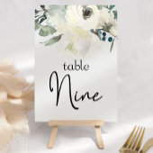 Ivory White Roses Floral Wedding Table Number Kaart