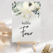 Ivory White Roses Floral Wedding Table Number Kaart