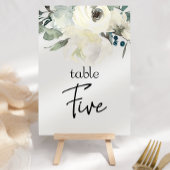 Ivory White Roses Floral Wedding Table Number Kaart
