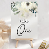 Ivory White Roses Floral Wedding Table Number Kaart