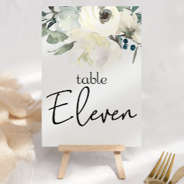 Ivory White Roses Floral Wedding Table Number Kaart
