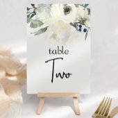 Ivory White Roses Floral Wedding Table Number Kaart