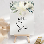 Ivory White Roses Floral Wedding Table Number Kaart