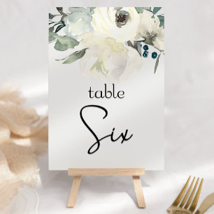Ivory White Roses Floral Wedding Table Number Kaart