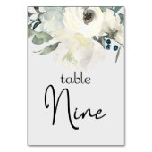 Ivory White Roses Floral Wedding Table Number Kaart (Achterkant)