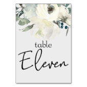 Ivory White Roses Floral Wedding Table Number Kaart (Achterkant)