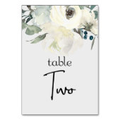 Ivory White Roses Floral Wedding Table Number Kaart (Achterkant)