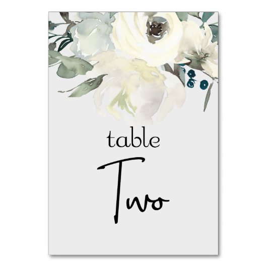 Ivory White Roses Floral Wedding Table Number Kaart (Achterkant)