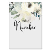 Ivory White Roses Floral Wedding Table Number Kaart (Voorkant)