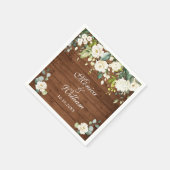 Ivory White Roses Greenery Rustic Wood Wedding Servet (Hoek)