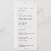 Ivory white Satin Elegance Wedding Program Kaart (Achterkant)