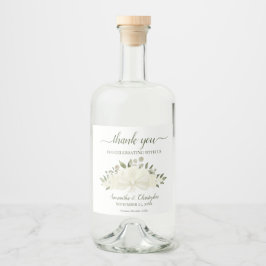 Ivory White Waterverf Bouquet Weddenschap Likeurfles Etiket