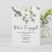 Ivory White Waterverf Floral Engagement Party Kaart (Staand voorkant)