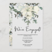 Ivory White Waterverf Floral Engagement Party Kaart (Voorkant / Achterkant)