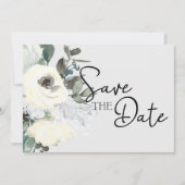 Ivory White Waterverf Floral Save the Date (Voorkant)