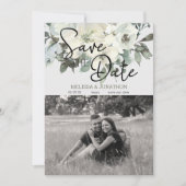 Ivory White Waterverf Floral Save the Date (Voorkant)
