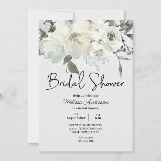 Ivory White Waterverf Floral Vrijgezellenfeest Kaart (Voorkant)