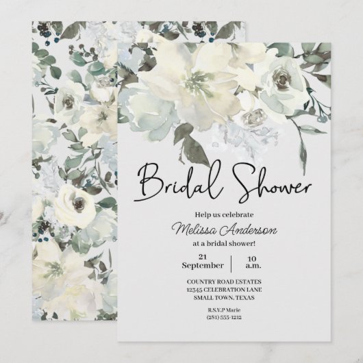 Ivory White Waterverf Floral Vrijgezellenfeest Kaart (Voorkant / Achterkant)