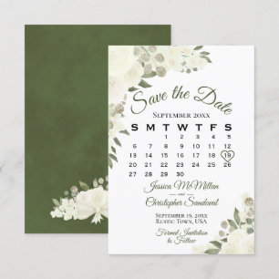 Ivory White Waterverf Floral Wedding Agenda Save The Date