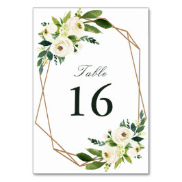 Ivory white waterverf florale geometrische bruilof kaart